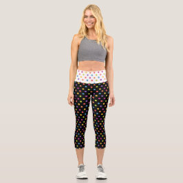 Leggings Capri Pois colorés sur blanc et noir