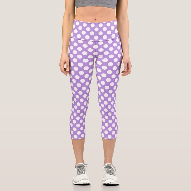 Leggings Capri Pois violets, Motif à points Polka, points, pointi (Recto)