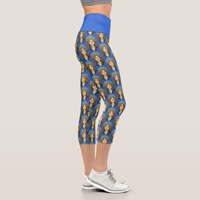 Leggings Capri Portrait d'une belle femme en verre tendu (Droite)
