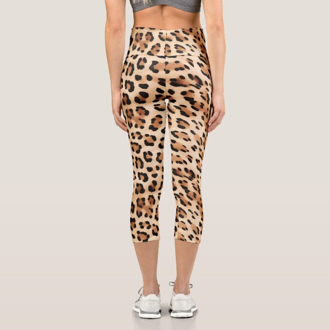 Leggings Capri Poster de animal Leopard de crème (Verso)