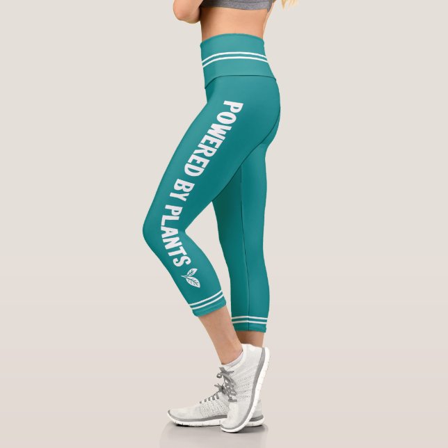 Leggings Capri Powered by plante Vegan plaine turquoise minimal (Gauche)