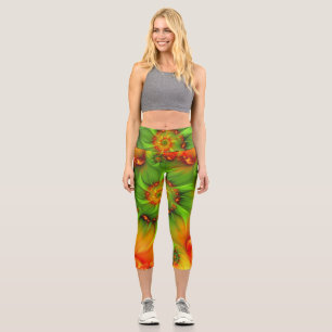 Leggings Capri Psychédélique colorée moderne art Abstrait fractal