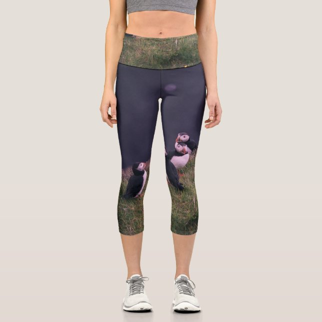 Leggings Capri Puffins de l'Atlantique (Recto)