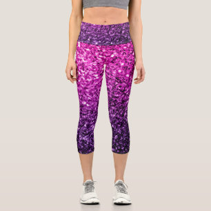 Leggings Capri Purple Pink Ombre faux parties scintillant scintil