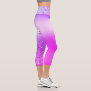 Leggings Capri Purple rose Neon Parties scintillant Éclaircisseme