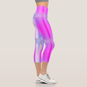 Leggings Capri Purple rose Neon Parties scintillant  Lèvres Capri