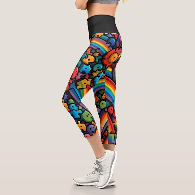 Leggings Capri Puzzle arc-en-ciel (Gauche)