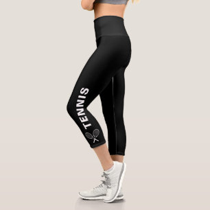 Leggings Capri Racquet de tennis Texte personnalisé ou nom d'éq
