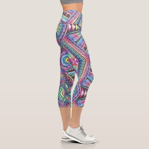 Leggings Capri Rainbow Kaleidoscope Mandala Art Motif Abstrait