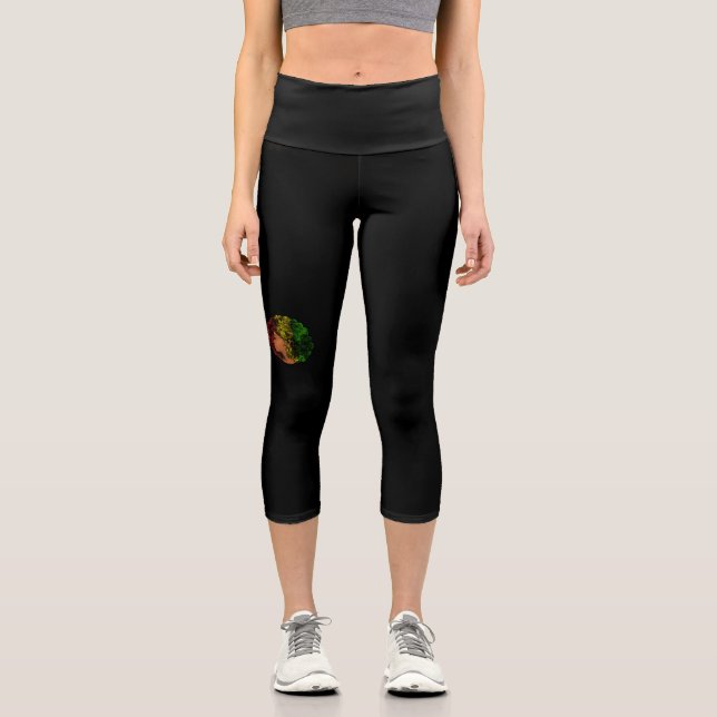 Leggings Capri Rasta femme noire afro rouge jaune vert (Recto)