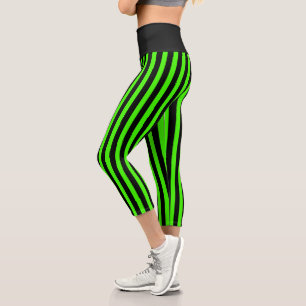 Leggings Capri Rayure verte et noire de slime Halloween