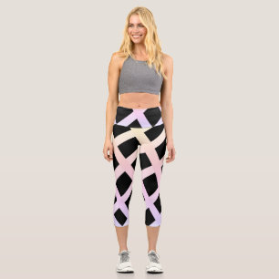 Leggings Capri Rayures colorées minimales simples violet vert cus