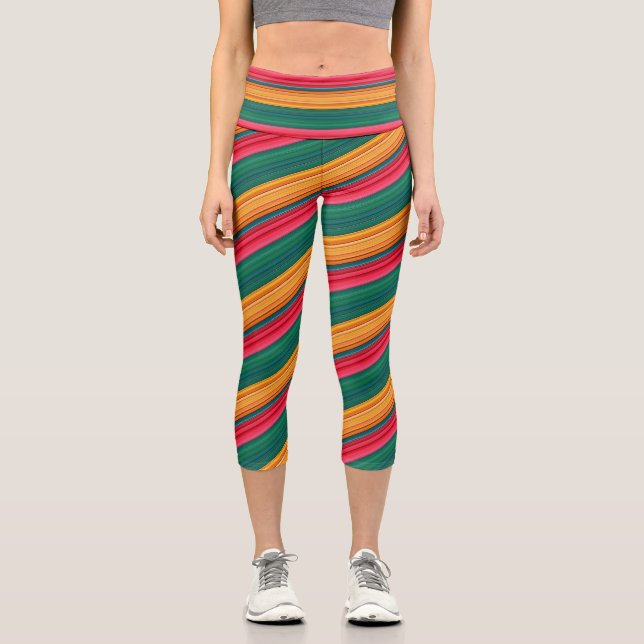 Leggings Capri Récolte d'automne Plaid vert (Recto)