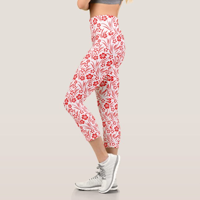 Leggings Capri Red Flowers  (Gauche)