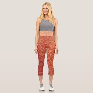 Leggings Capri Ressemblances de cuir rouge fissuré motif capris