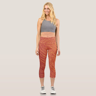 Leggings Capri Ressemblances de cuir rouge fissuré motif capris