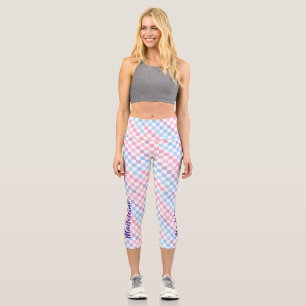 Leggings Capri Retro Checkerboard 1990s 2000s Y2K Pastel Ajouter 