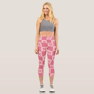 Leggings Capri Retro rose À damiers motif floral