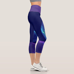 Leggings Capri Rêve Abstrait Violet Bleu Lumineux Art Fractal