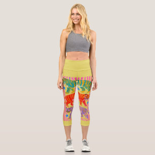 Leggings Capri rêves de tigre arc-en-ciel