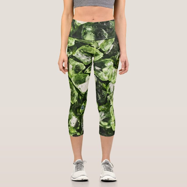 Leggings Capri Roches cristallines verdoyantes (Recto)