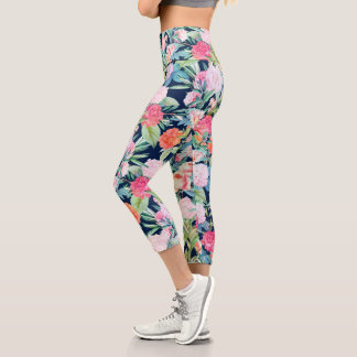 Leggings Capri Romantique rose roses floral Vintage Bleu Design