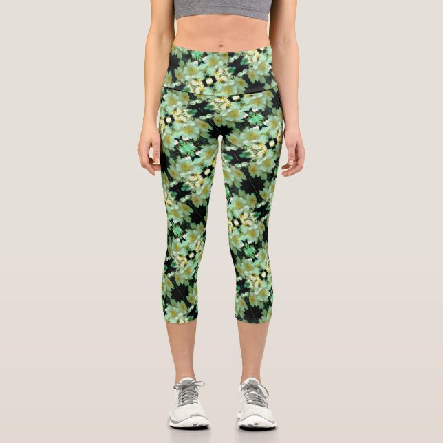 Leggings Capri Rose à galets blancs sauvages (Recto)