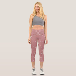Leggings Capri Rose antique et blanc Dots 3 serviettes