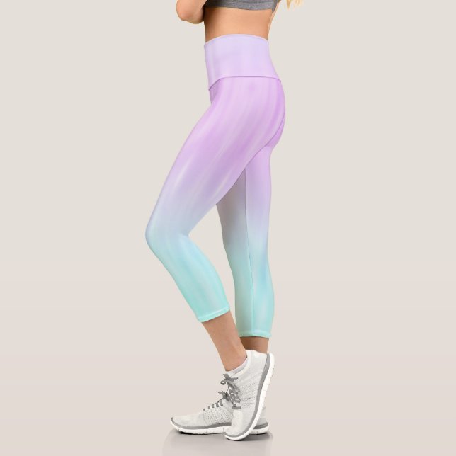 Leggings Capri Rose Aqua Blue Pastel Gradient Ombre Girly Chic (Gauche)