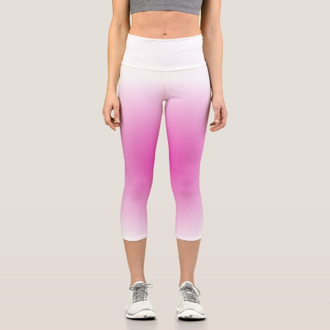 Leggings Capri Rose Blanc Cute Moderne Élégante Modèle femmes (Recto)