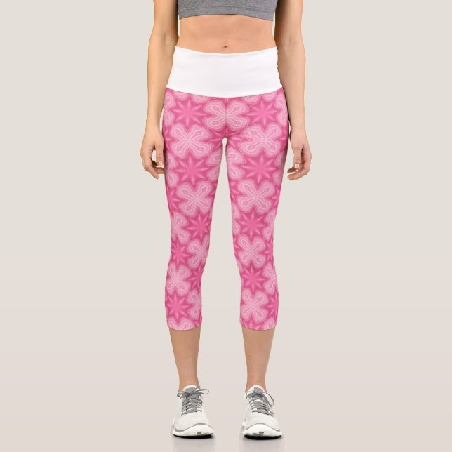 Leggings Capri Rose Et Blanc (Recto)