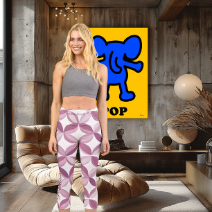 Leggings Capri Rose et mauve géométrique floral   Moderne Rétro