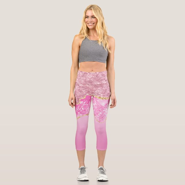 Leggings Capri Rose Gold Glam Glitter Bling Tendance (Recto)