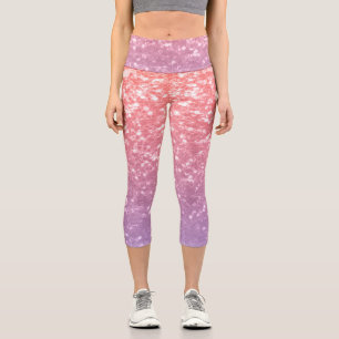 Leggings Capri Rose rose violet lavande faux pétille parties scin