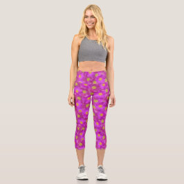 Leggings Capri Rose sauvage Motif sans couture