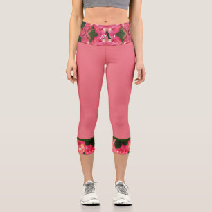 Leggings Capri Roses roses Abstraites Huile Imprimer Monogramme e