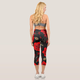 Leggings Capri Roses rouges
