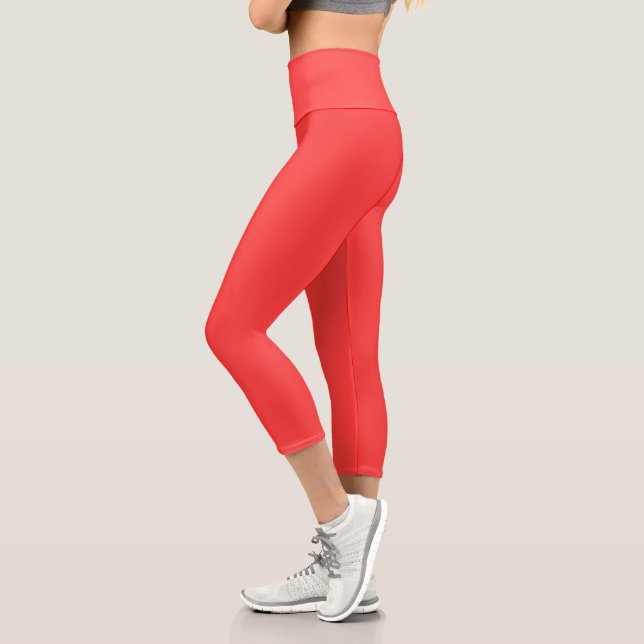 Leggings Capri Rosy rouge uni | Classique | Élégant (Gauche)