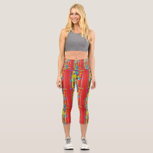 Leggings Capri Rouge avec style art motif