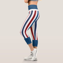 Rouge, Blanc, Grandes Bleues, Capris Haut Taille