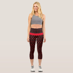 Leggings Capri Rouge Coeur Fun Balloon Motif Black Modern