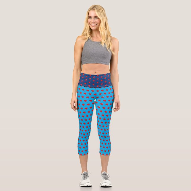 Leggings Capri Rouge Coeur Fun Balloon Motif Blue Chic (Recto)