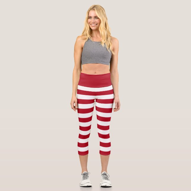 Leggings Capri Rouge et blanc Vacances Stripes Costume elfe (Recto)