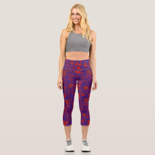 Leggings Capri 'Rouge Fleurs Plan sur Net D Purple BG