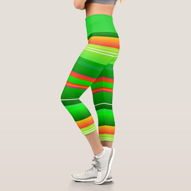 Leggings Capri Rouge vert rayé Noël (Gauche)