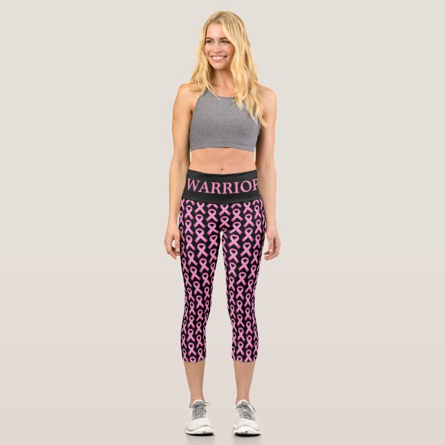 Leggings Capri Ruban rose conscience cancer du sein guerrier pers (Recto)