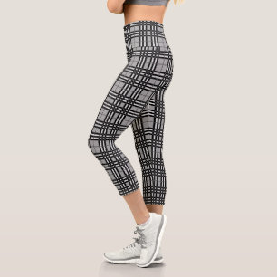 Leggings Capri Russe Active Porter Gris & Noir Plaid