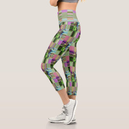 Leggings Capri Sage de lavande ombre Abstraites éclatant