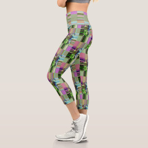 Leggings Capri Sage de lavande ombre Abstraites éclatant
