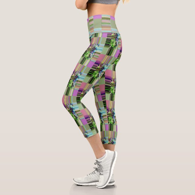 Leggings Capri Sage de lavande ombre Abstraites éclatant (Gauche)